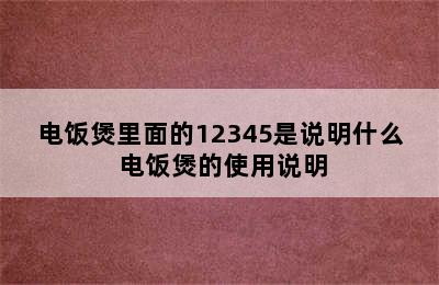 电饭煲里面的12345是说明什么 电饭煲的使用说明